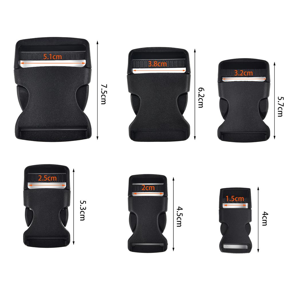 5pcs Plastic Quick Side Release Buckles Clasps Clips Dual Adjustable Security Double Lock Buckle Strap Dog Collar 15/20/25/32mm