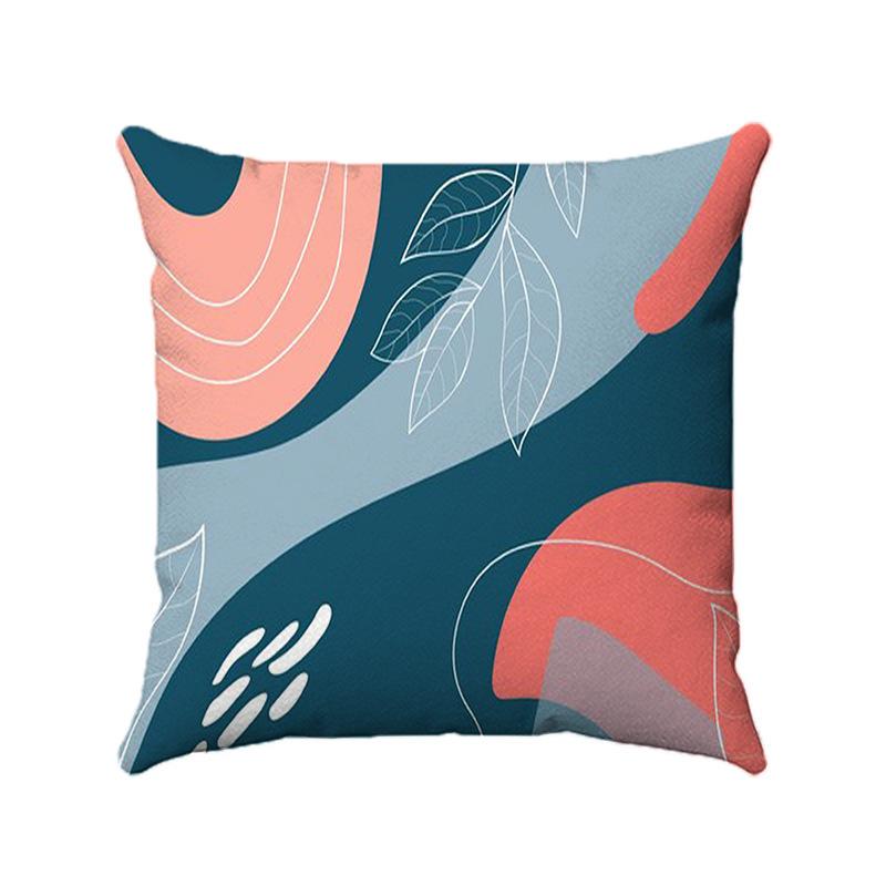 Simple And Abstract Geometric Plants Digital Printing Short Plush Pillow Covers For Car Sofa Office Cushion Cover Home Goods