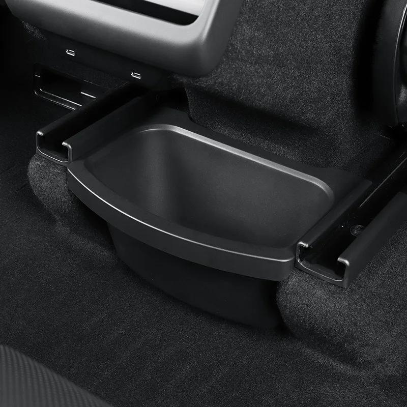For Tesla Model Y Juniper 2025 Rear Seat Storage Box Organizer Center Console Bins Backseat Trash Can Garbage Tray Accessories