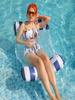 Foldable Striped Inflatable Lounge Chair, Suitable For Swimming Pool Parties And Beach Leisure Floating Beds With Net Backrest