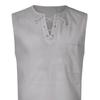Erkekler Yaz Tankı Üstleri V Yaka Dantel-up Kolsuz Düz Renk Gömlek Tops Gevşek Yama Cep Tees Gömlek streetwear