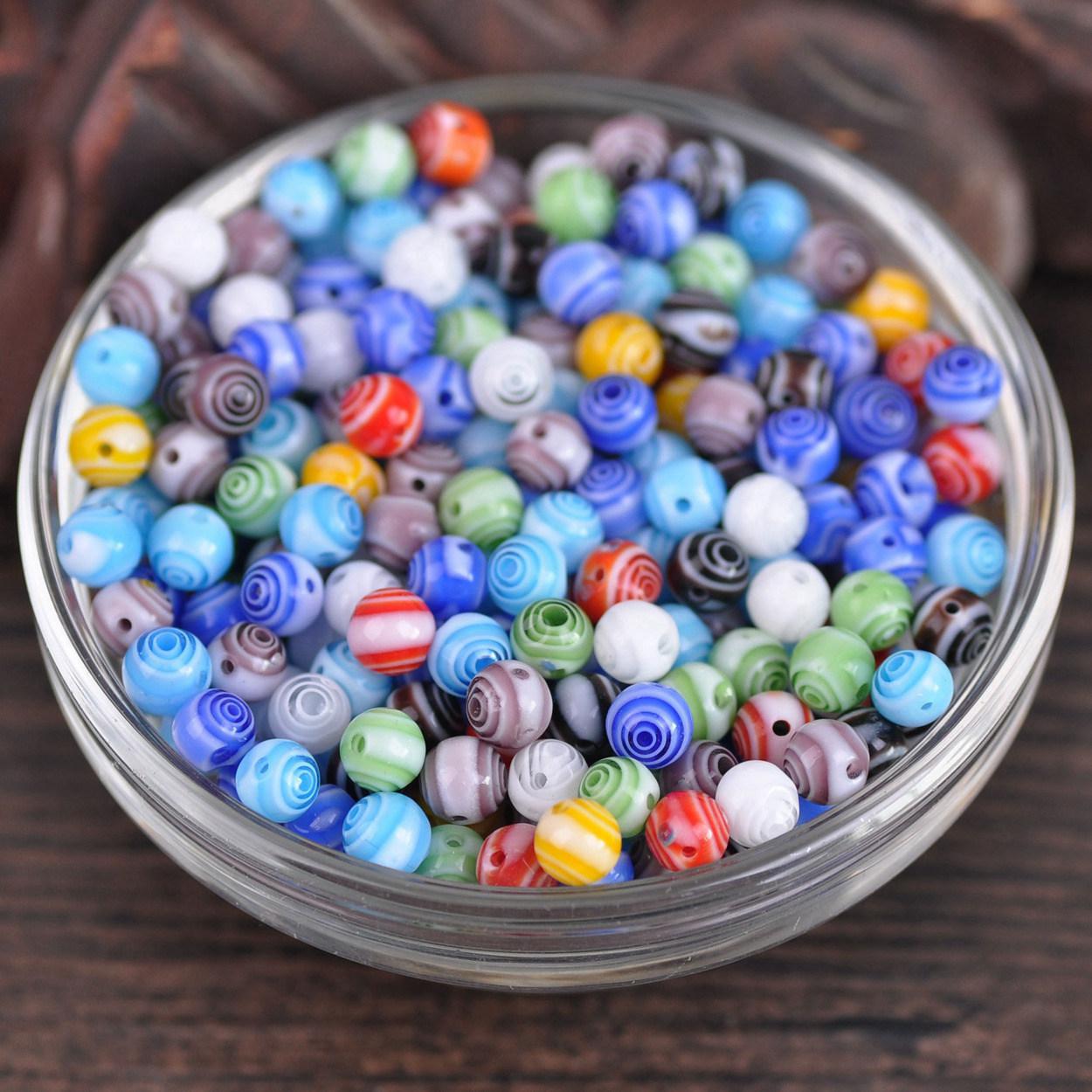 

Круглые 6мм 8мм 10мм 12мм 14мм Смешанные цветы Миллефиори Стеклянные Свободные Разделительные Бусины Лот Для DIY Поделок Изготовления Ювелирных Изделий Аксессуары Фурнитура 6mm / 60pcs