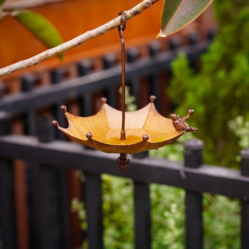 An Antique Umbrella Shaped Metal Bird Food Tray, Outdoor Hanging Bird Bathtub And Food Bowl, Decorative Garden Yard Accessories