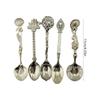 Retro Art Embossed Alloy Spoon Set 5Pcs Kitchen Utensils Durable Alloy Tableware Collection For Dining Elegances