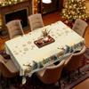 Christmas Theme Rectangle/Round Tablecloth Beige Warm Tone Santa Reindeer Snow Castle, Table Cloth