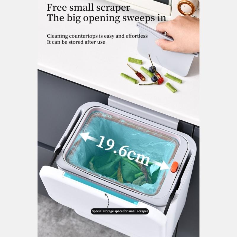 Hanging Kitchen Trash Can with Lid 9L Large Capacity Compost Bin for Under Sink or Countertop