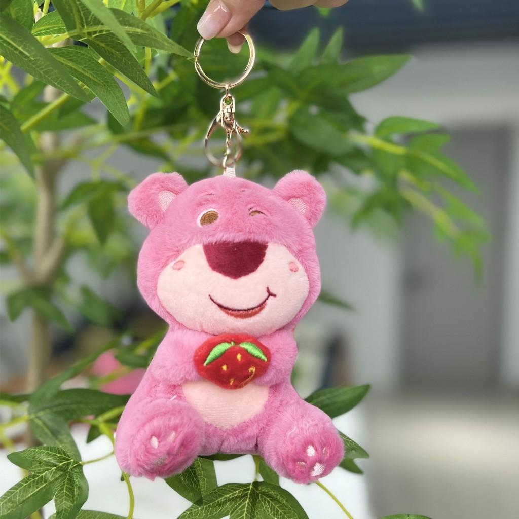 Adorable Pink Strawberry Bear Plush Toy Pendant  Keychains Bags Accessories Girls