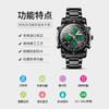 Dual Display Electronic Watch, Multi-function Steel Strap, Large Dial, Three-time Men's Waterproof Watch