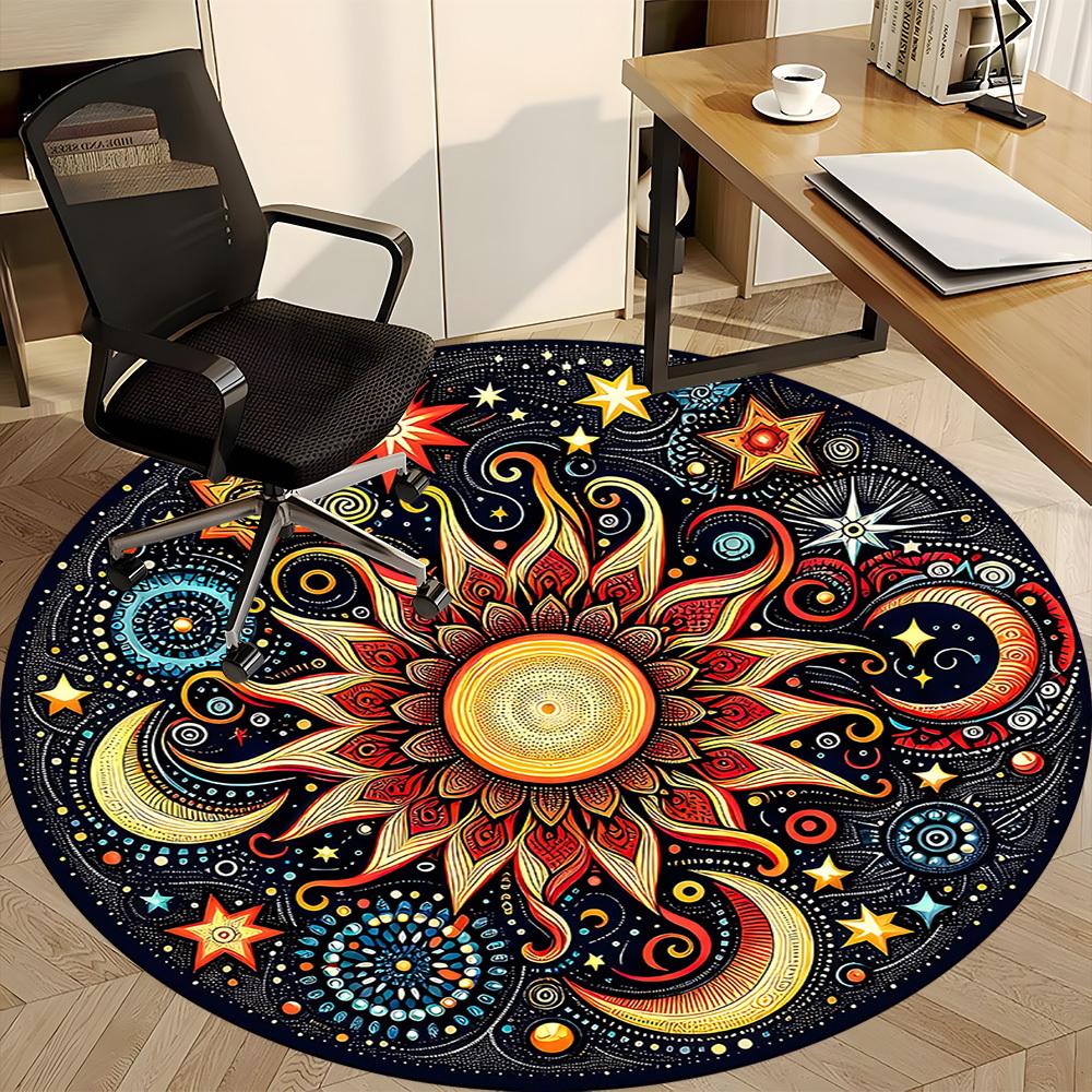 1pc Celestial Mandala Carpet for Office Non-Slip, Round Carpet, Soft & Comfortable, Carpet for Office, Lightweight Round Floor Mat