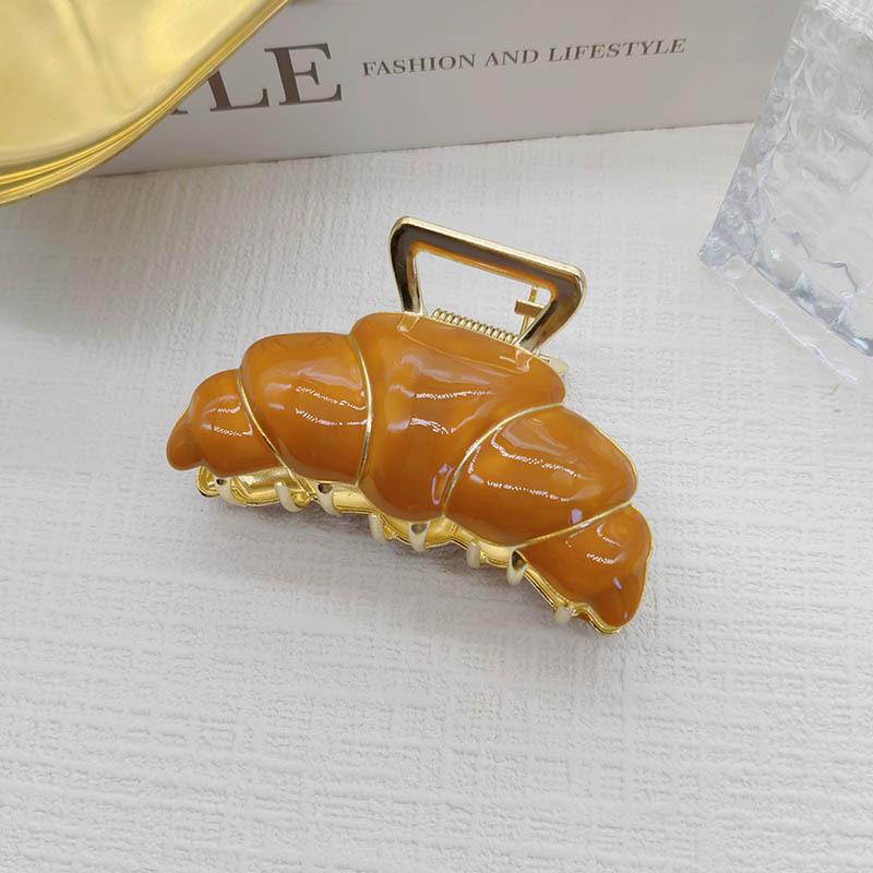 

2026 Delicious Croissant Alloy Hair Claw 8Cm Food Series Claw Clips Bread Crab Hair Clips Hair Accessories For Women Girls