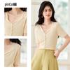 Elegant V-Neck Knit Short Sleeve Top for Women