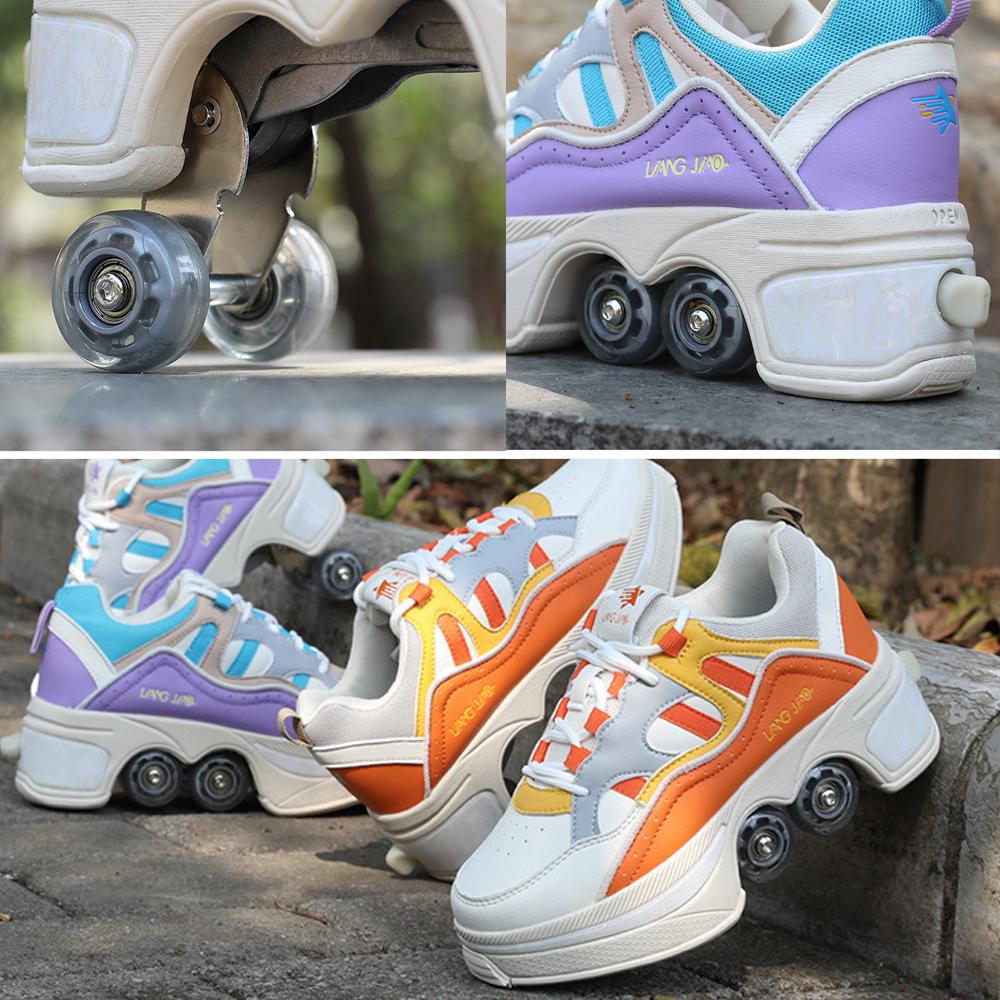 Scarpe Con Rotelle Per Bambini, Sneaker Con Ruote Posteriori Retrattili, Unisex, Traspiranti, Per Ragazzi E Ragazze
