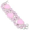 Natural Pink Chalcedony Gemstone Handmade 925 Sterling Silver Bracelet 7-8" V6j82