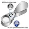 40X Full Metal Illuminated Jewelers Magnifier Best Pocket Folding Magnifying Glass Jewelers Lens Eye Loupe with LED