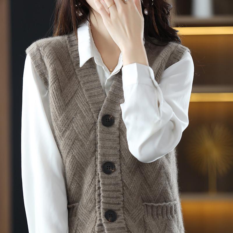 

Женский вязаный жилет: Топ-свитер без рукавов для многослойности Весна/Осень 2024 One Size