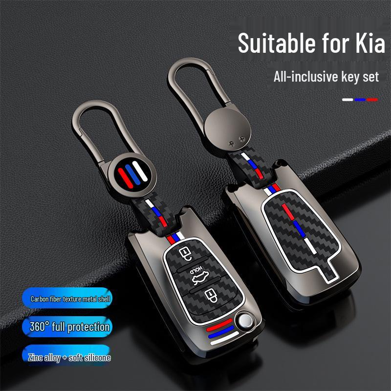 Car Key Case for Kia K2 K5, Hyundai Elantra, Langdong, Reina, ix35, Sportage - Protective Shell with Buckle