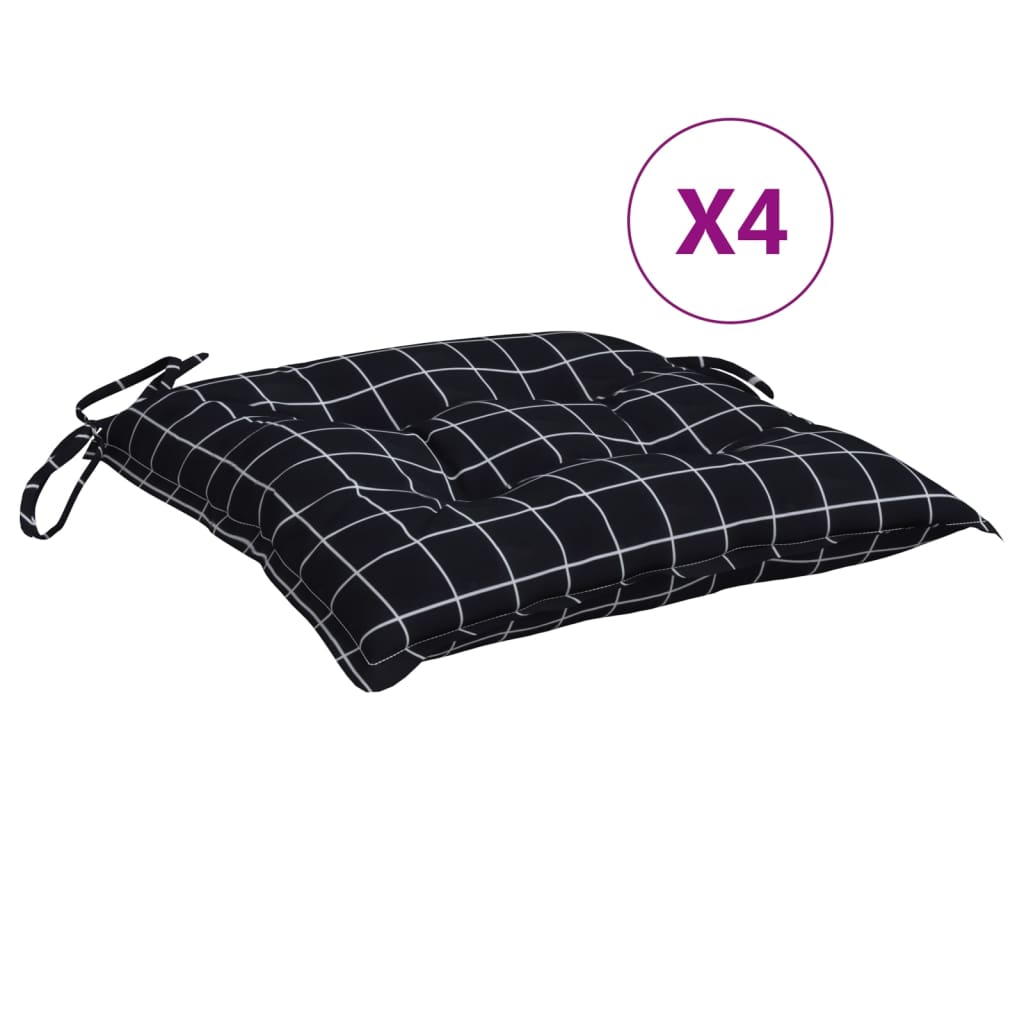 Chair Cushions 4 Pcs Black Checkered Pattern 50x50x7 Cm Oxford Fabric