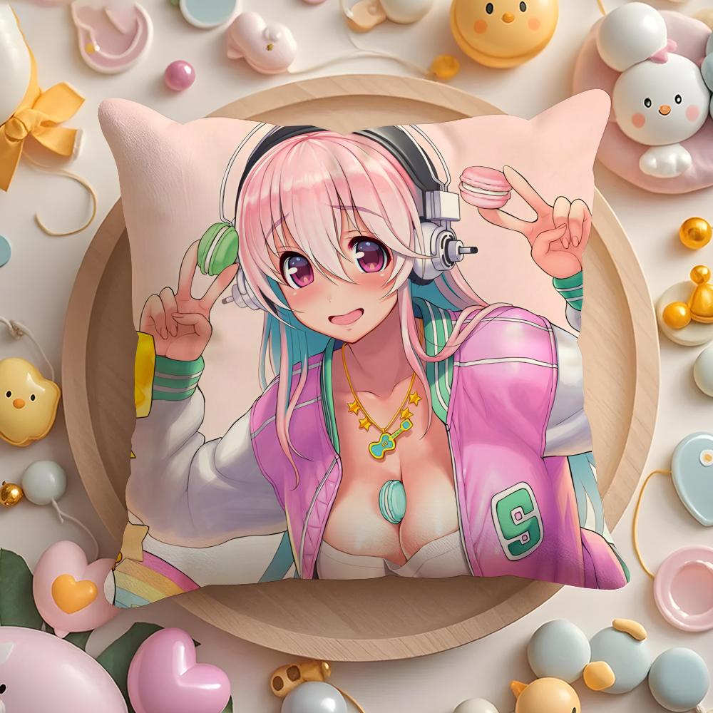 S-SUPER Anime S-SONICO Poszewka na poduszkę do domu i samochodu, wielofunkcyjna - Dwustronna, Miękka i Trwała do codziennego użytku