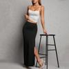 Women Solid Color Elegant Split Hip Wrap Long Casual Commute Pencil Skirt