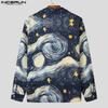 INCERUN Men Turn-down Collar Long Sleeve Buttons Floral Print Casual Loose Shirts