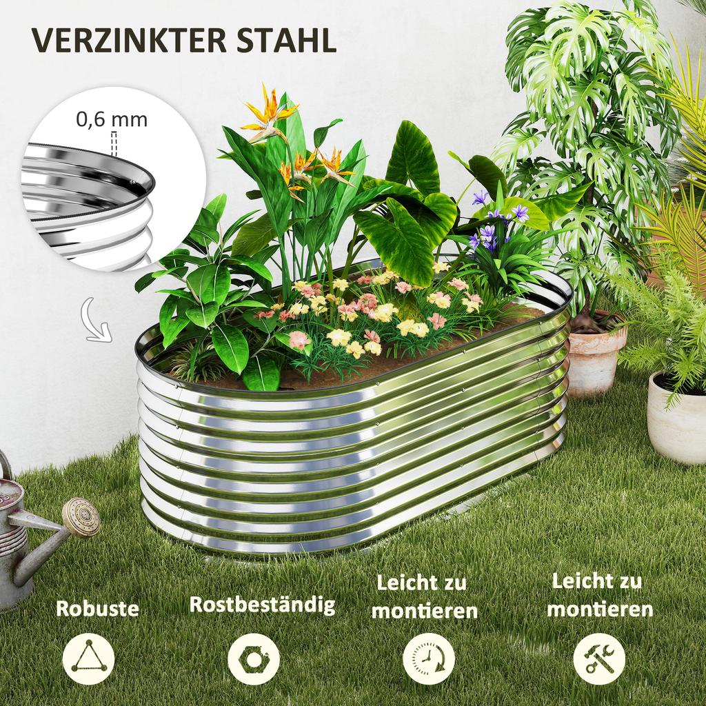 Planter, Metal Flower Planter with Safety Edge and Gloves, Open Bottom, 160W x 80D x 56H cm, Grey