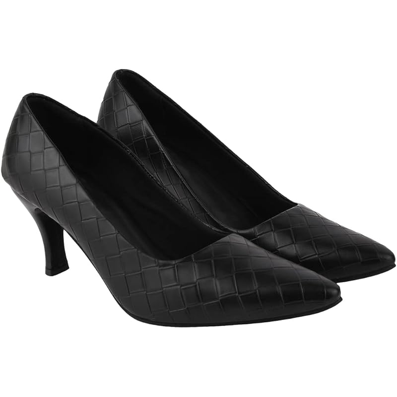 Shoetopia Women'S Block Heel Pumps Black, 2 Uk
