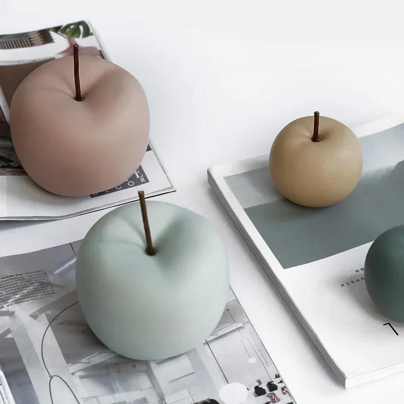 Nordic Exquisite Apple Sculpture and Figurines for Interior Home Decor Desk Accessories Ceramic Decor Creative Fruit Ornament