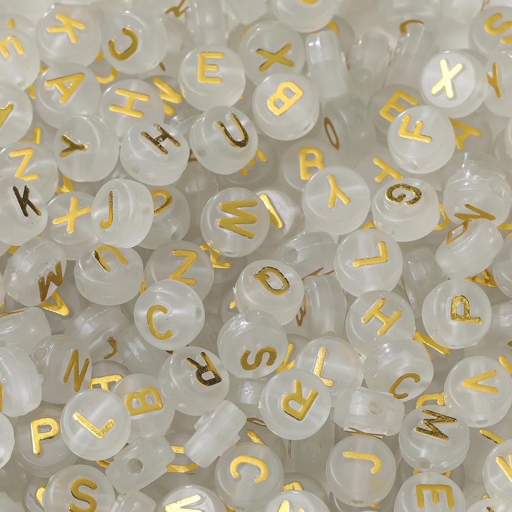 30pcs 6*10mm Mixed Acrylic Letter Beads Round Spacer Loose Beads for DIY Necklace Bracelet Earring Jewelry Making Accessories
