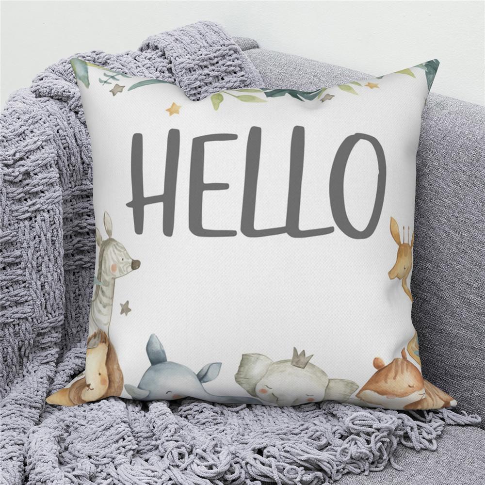 White Throw Pillow Cover Home Decor Sofa Decorative   Cartoon Animal Cushion