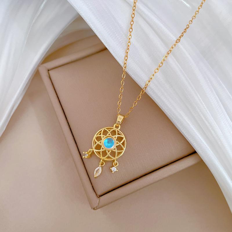 Empty Shop Dream Net Light Luxury Temperament Gorgeous Full Diamond Necklace Women'S Versatile Collarbone Chain Titanium Steel Chain