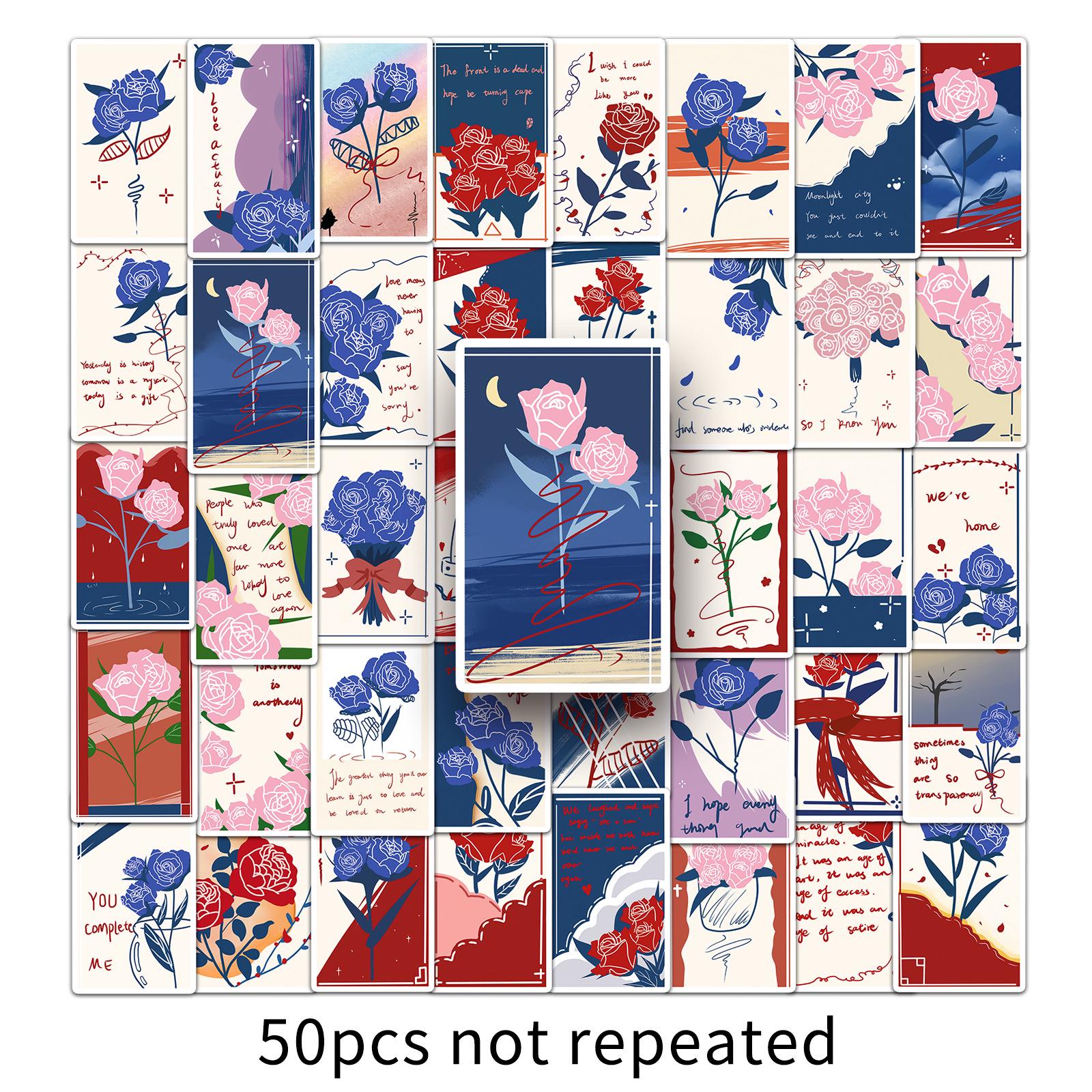 50 Sheets Flower Bookmark Stickers: Hand-Painted Decorative Stationery for Planners and Cards.