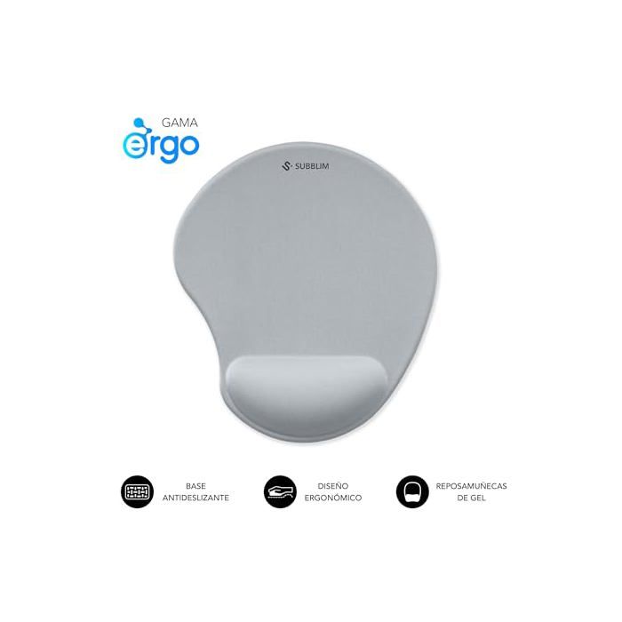 Tapis de souris ergonomique - SUBBLIM - 245x215 mm - Repose-poignet en gel réfrigérant - Surface Lycra ultra douce