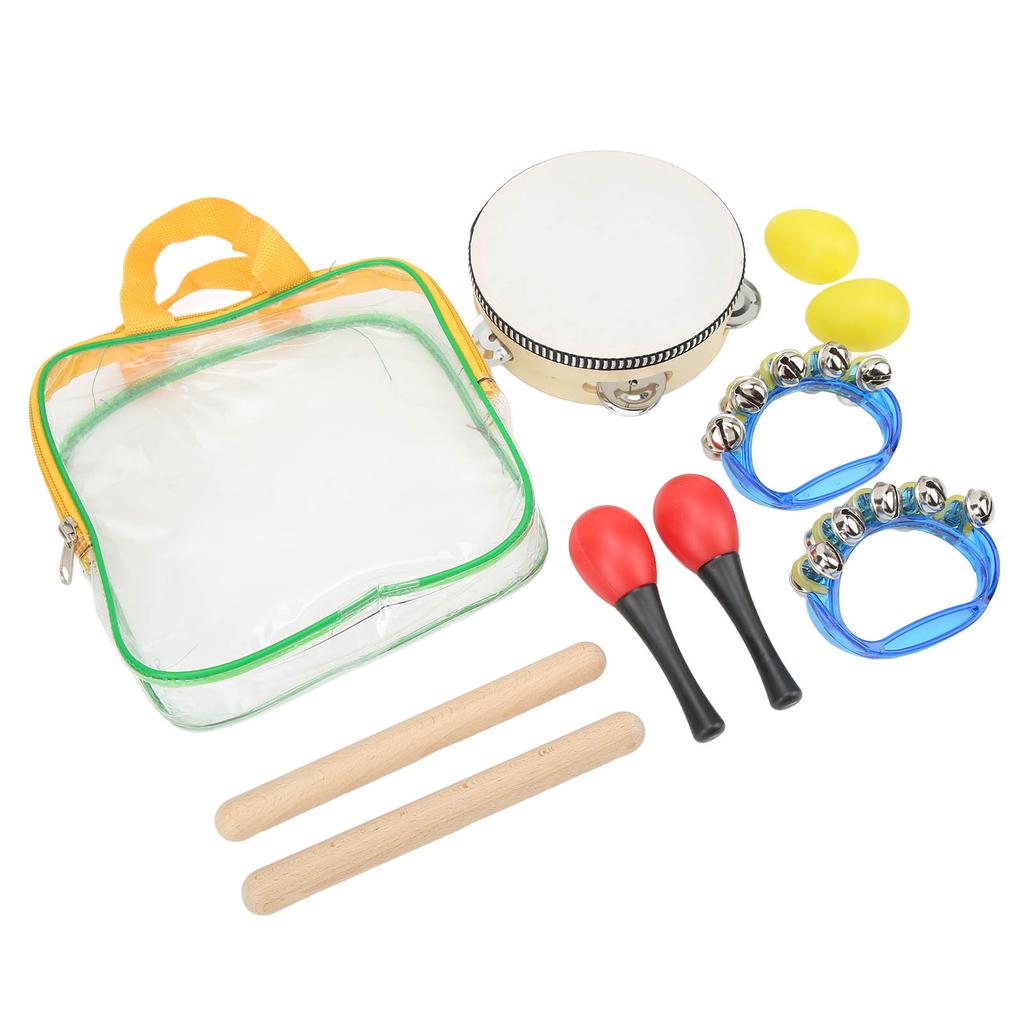 Kids Musical Instruments Set Hand Drum Egg Shaker Rumba Shaker Rattle Hand Jingle Bell Rhythm Stick Kit for Children