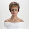 Short Pixie Cut Wigs for White Women Mixed Blonde Short Wigs with Brown Synthetic Natural Hair Wigs for Women