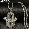 Hamsa Hand of Fatima Stainless Steel Necklaces Men Fatima´s Hand Turkish Eye Necklaces Pendants Jewelry Collier Homme N933S02