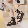 6cm Air Mesh Breathable Genuine Leather Stretch Ankle Boots Weave Shoes Hollow Boots Woman Zip Casual Sandals Summer