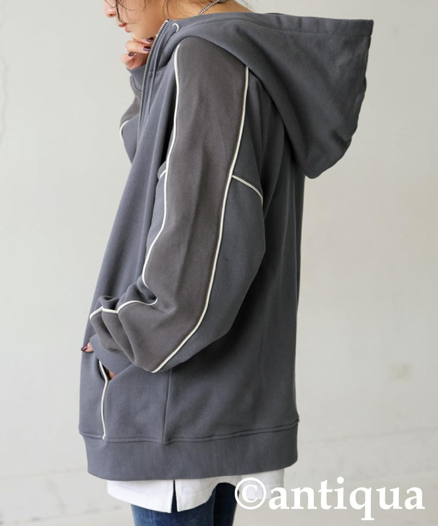 Antiqua Long One Size Gray Women's Color-Scheme Hoodie, Sleeve, ZA-00236, 15,