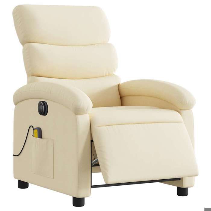 VidaXL Electric Massage Recliner Cream Fabric 3203975