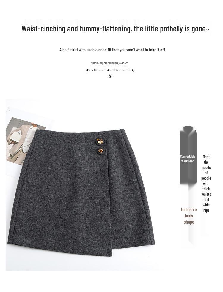 **Autumn/Winter 2025 Petite Woolen A-Line Pencil Skirt**