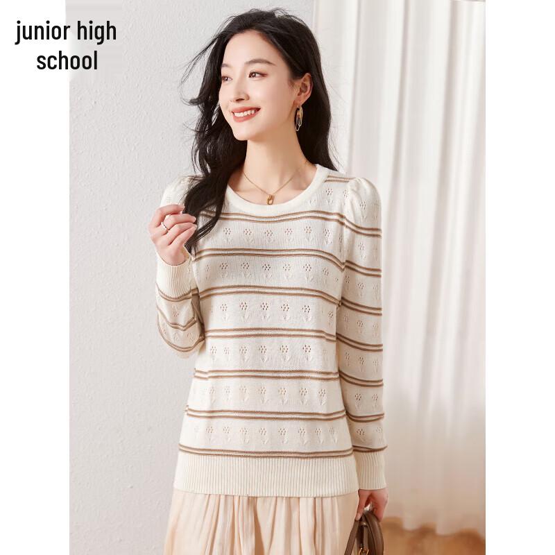 Chushen Women's Hollow-Out Stripe Knit Top