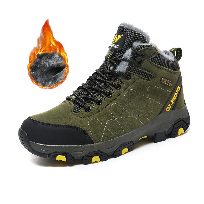 

36-47 зимняя модная обувь больших размеров для пар с плюшевой изоляцией, высокие кроссовки для походов и альпинизма, спортивная обувь для путешествий 47 темно-зеленого