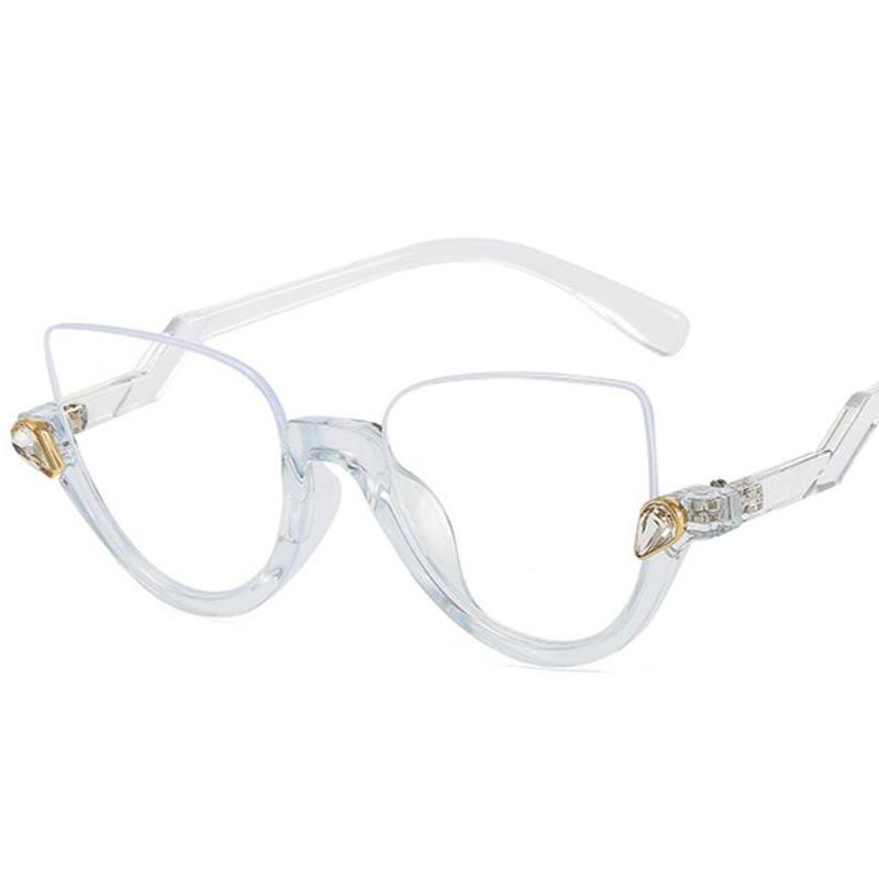 Luxury Designer Cat Eye Reading Glasses Anti Blue Light Fashion Women's Eyeglasses Optical Lens Half Frame Glasses +1.0 +1.5