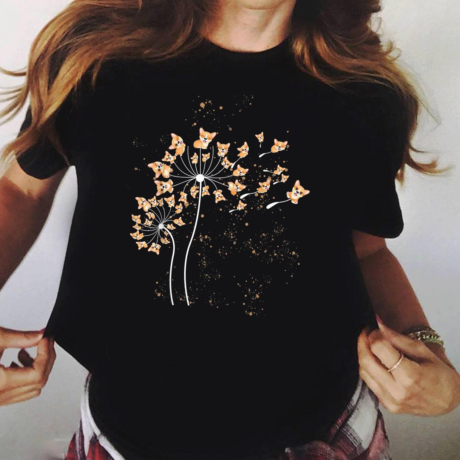 Cute Corgi Flower Dandelion Dog Lovers Corgi Tee Women Men T-Shirt - Gift for Dog Lovers - Funny Dog - Corgi Lovers - Mother s Day 3XL