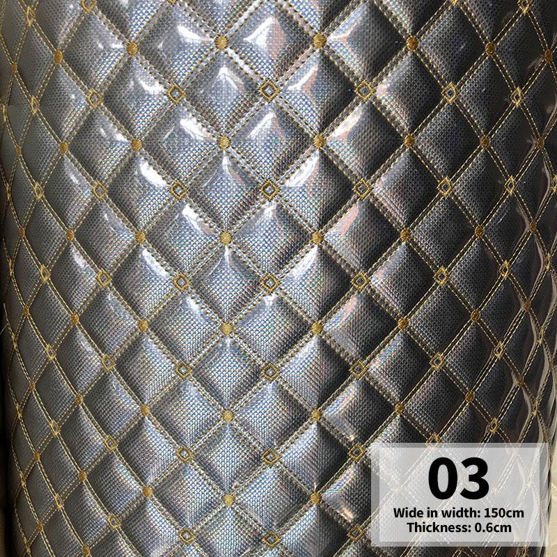 Embroidered Thick Sponge Artificial PU Leather Fabric For Upholstery Furniture Car Floor Background Door Decor Faux Leather