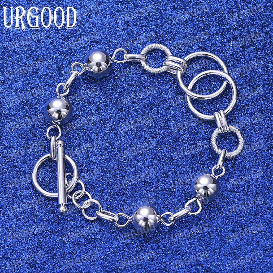 925 Sterling Silver Multi Circle Ball Smooth Bead Chain Bracelet Fashion Wedding Jewelry