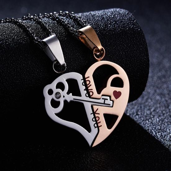 1 Pair Matching Necklace Heart Shape Creative Unisex Good Workmanship Couple Pendant for Gift