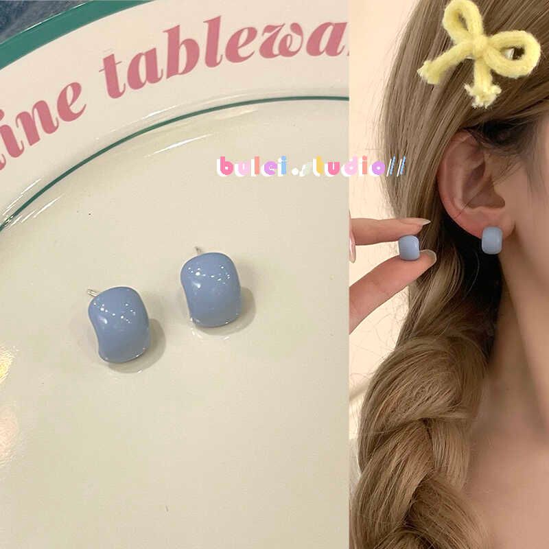 

Candy Color Spring and Summer Dopamine Fresh Korean Earrings Candy blue 925 silver needle