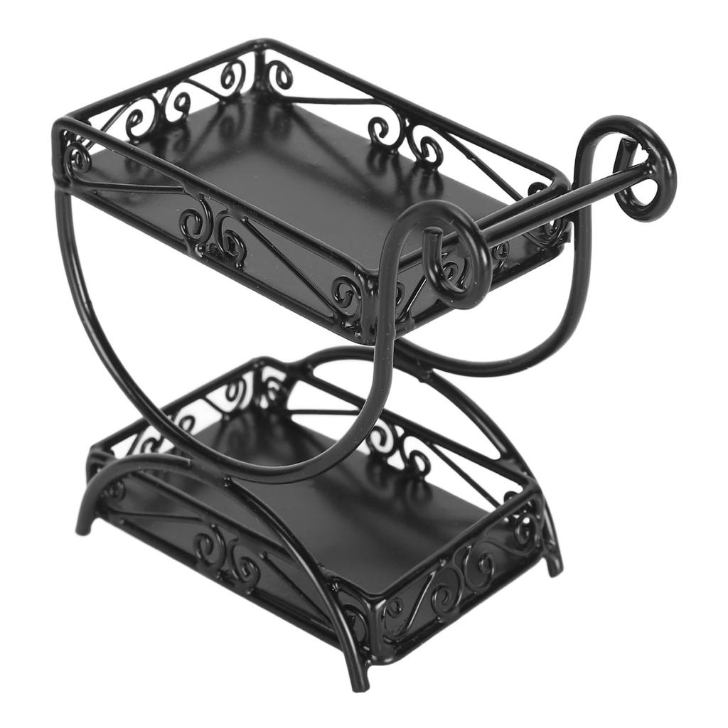 1: 12 Miniature Garden Cart Exquisite Details Metal Dollhouse Flower Cart Ornaments Accessory Black