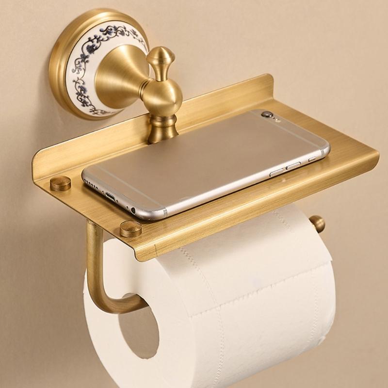 Antique Styles Bathroom Paper Towel Rack Multifunctional Shelf For Soap Dispenser And Accessory