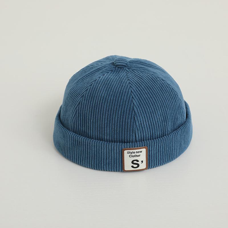 Vintage Brev Baby Lue Uten Skygge Ensfarget Kordfløyel Småbarn Dockerlue Høst Vinter Varm Justerbar Barn Gutt Jente Luer